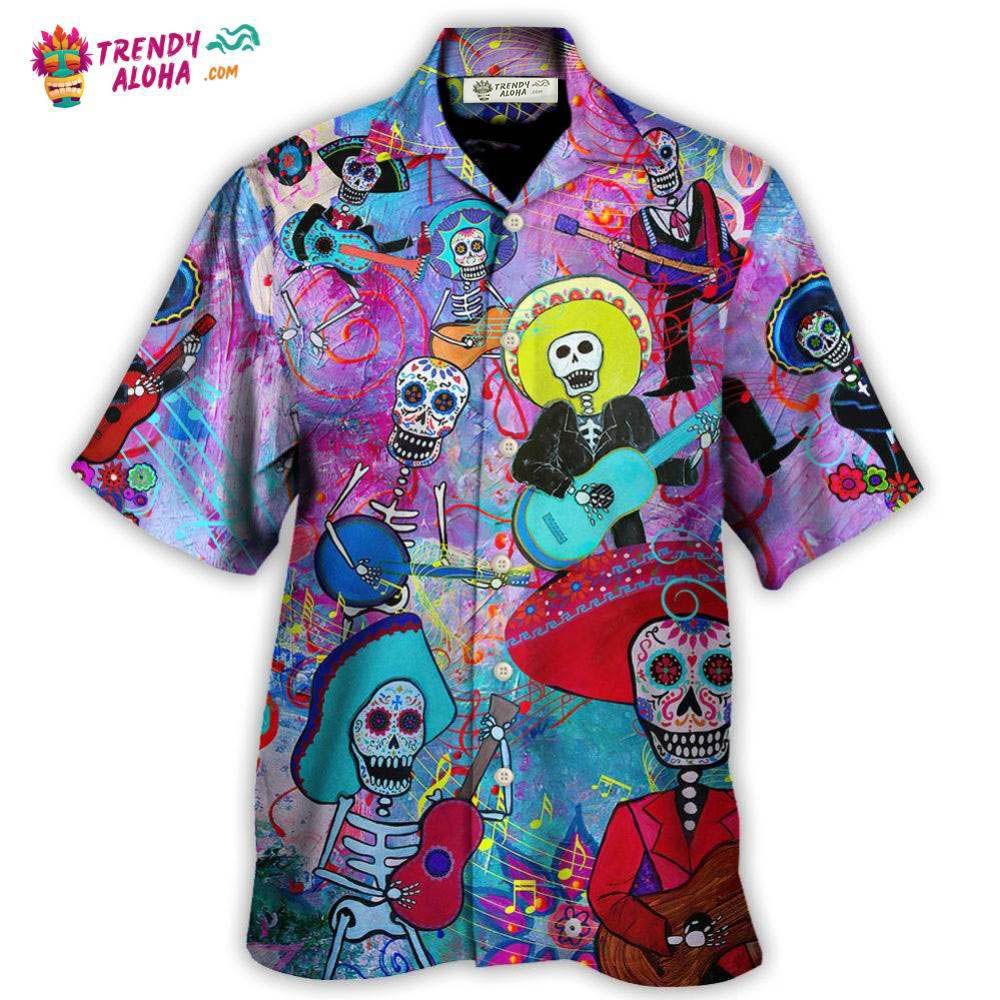 Guitar Day Of The Dead Sugar Skull Hawaiian Shirt – Trendy Aloha Guitar Day Of The Dead Sugar Skull Hawaiian Shirt – Trendy Aloha