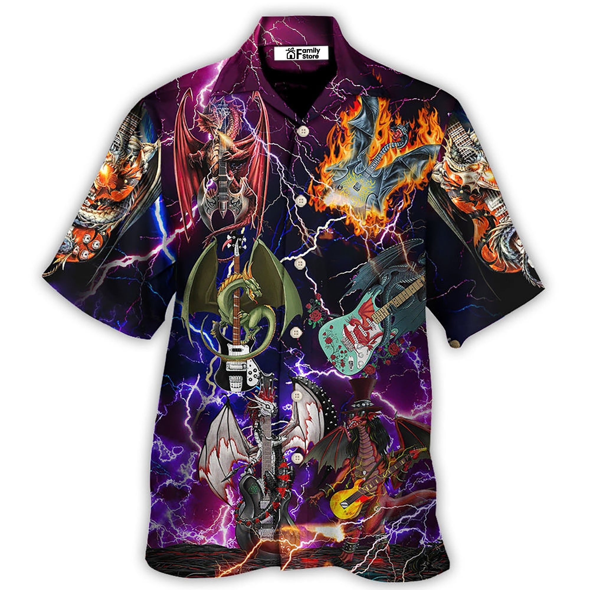 Guitar Dragon Play Until They Die Hawaiian Shirt