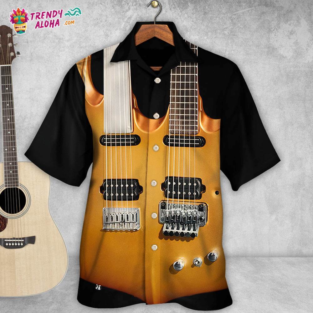 Guitar Electric Guitar Double Hawaiian Shirt – Trendy Aloha