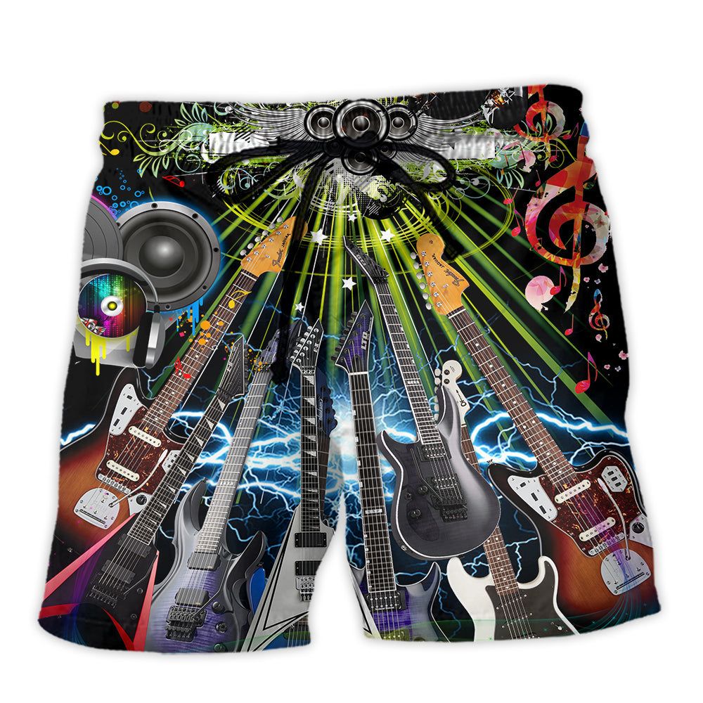 Guitar Electric Guitar Life With Music Trendy Aloha Hawaiian Beach Shorts Guitar Electric Guitar Life With Music Trendy Aloha Hawaiian Beach Shorts