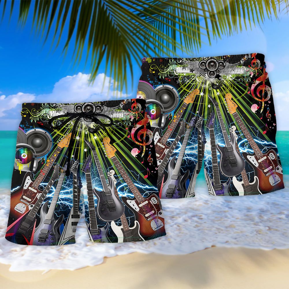Guitar Electric Guitar Life With Music Trendy Aloha Hawaiian Beach Shorts