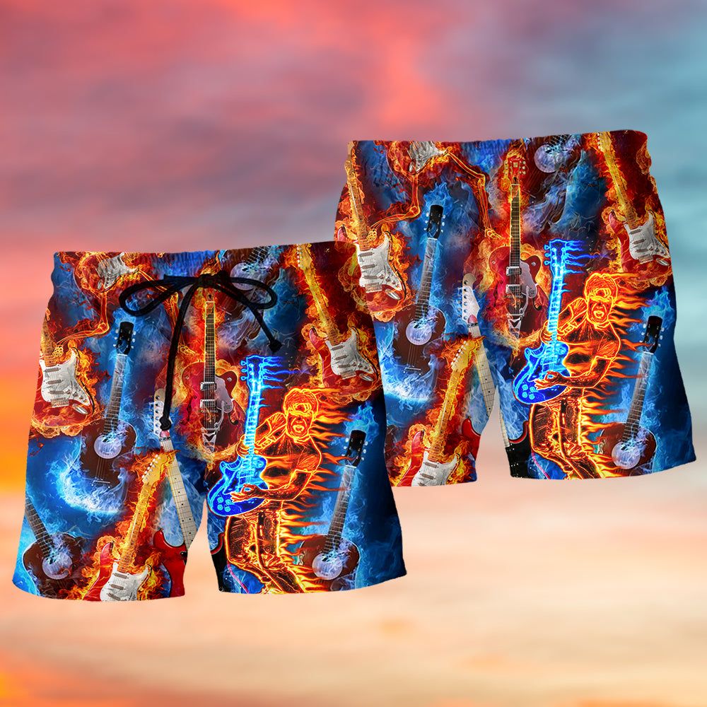 Guitar Fire You Can Never Have Too Many Guitars Trendy Aloha Hawaiian Beach Shorts