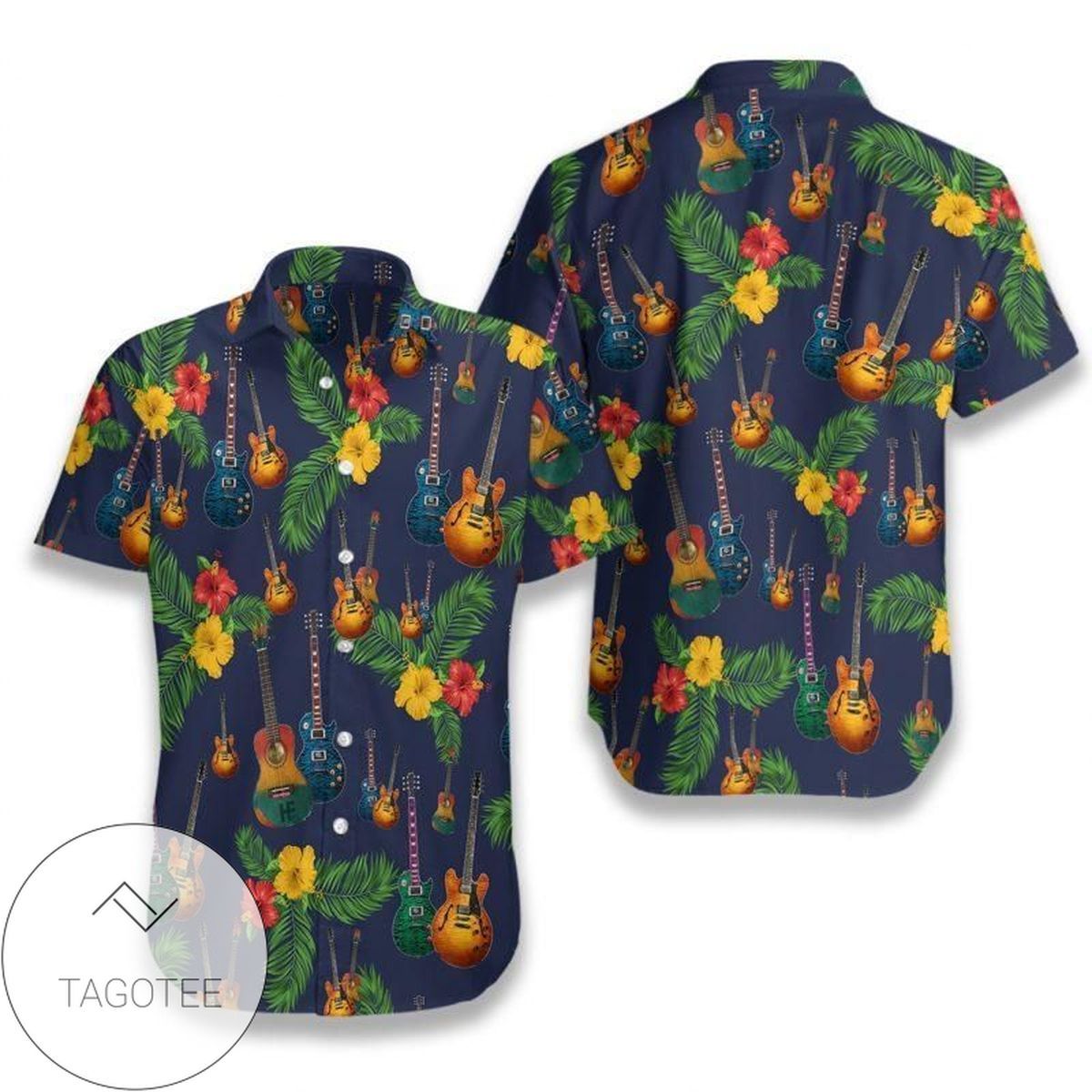 Guitar Flower Themed Exclusive Hawaiian Shirt Unique