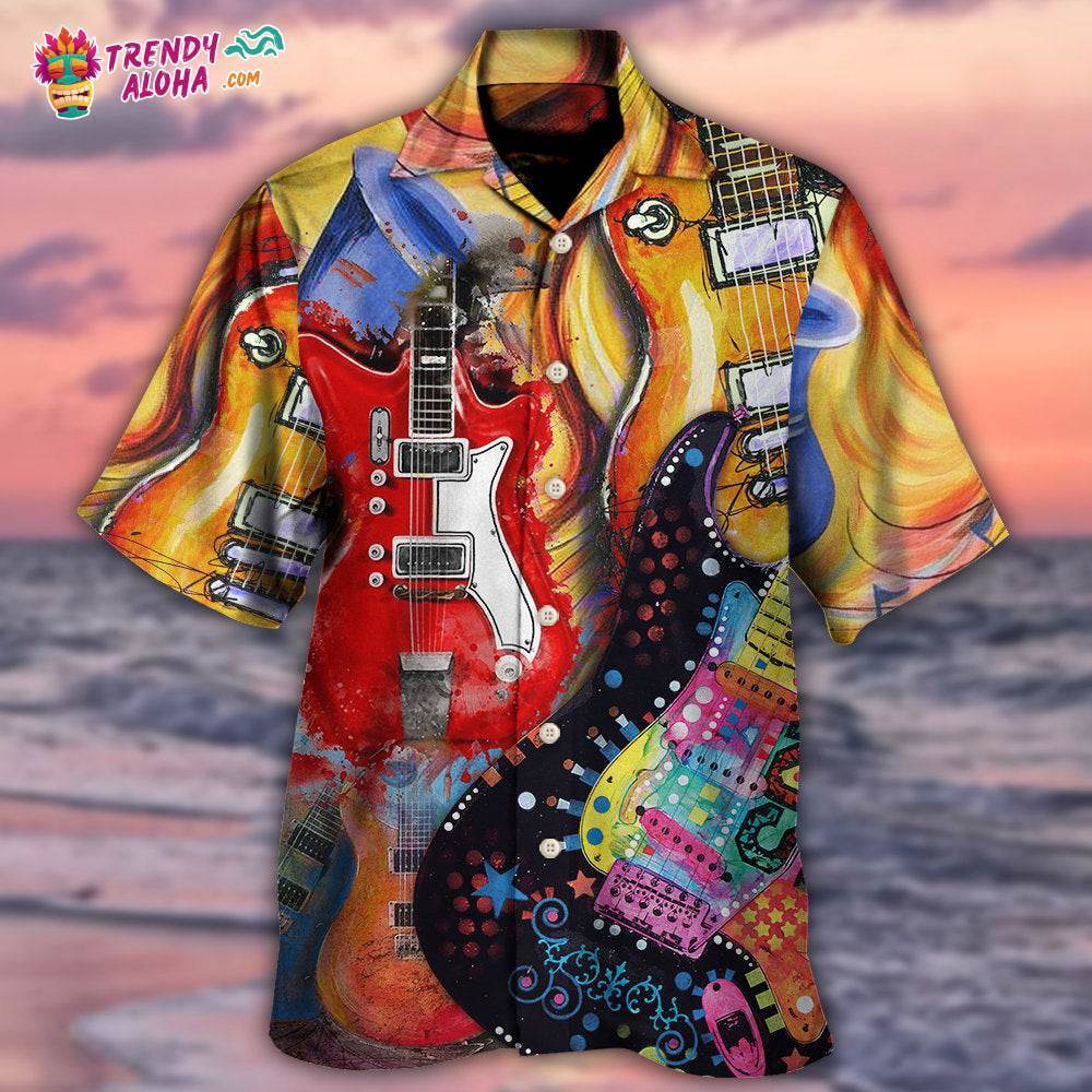 Guitar Galaxy Amazing Background Colorful Hawaiian Shirt – Trendy Aloha