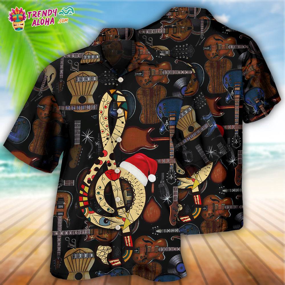 Guitar Happy Merry Christmas Hawaiian Shirt – Trendy Aloha