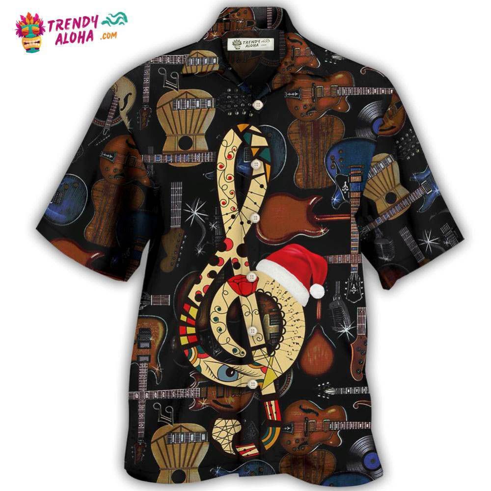 Guitar Happy Merry Christmas Hawaiian Shirt – Trendy Aloha