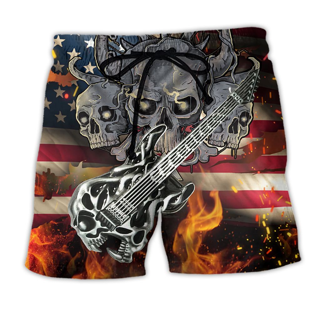 Guitar Independence Day America Trendy Aloha Hawaiian Beach Shorts