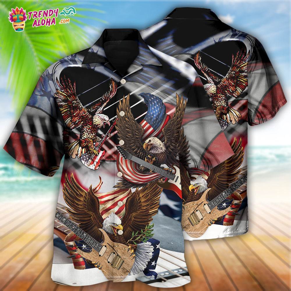 Guitar Independence Day Eagle Hawaiian Shirt – Trendy Aloha