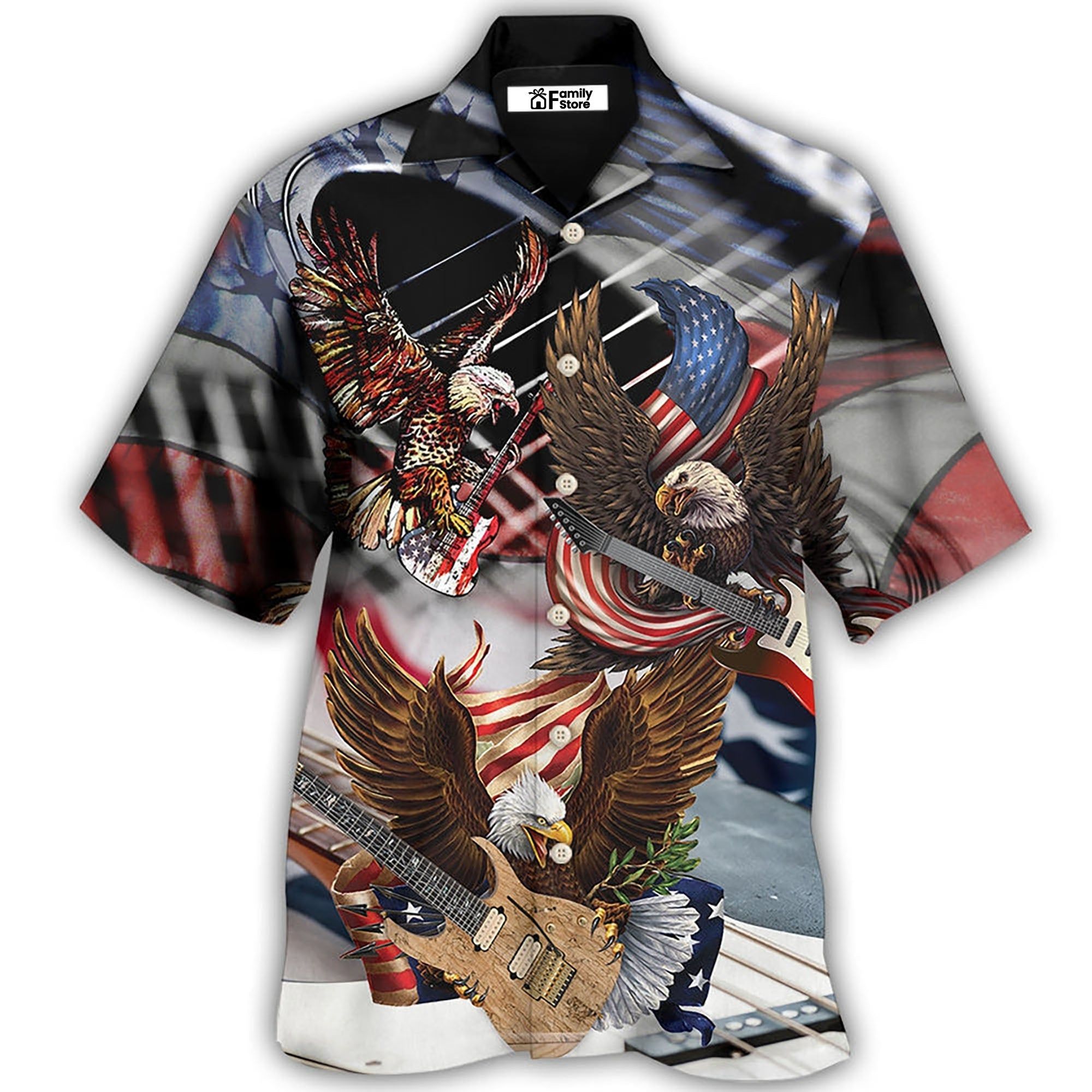 Guitar Independence Day Eagle Hawaiian Shirt Guitar Independence Day Eagle Hawaiian Shirt