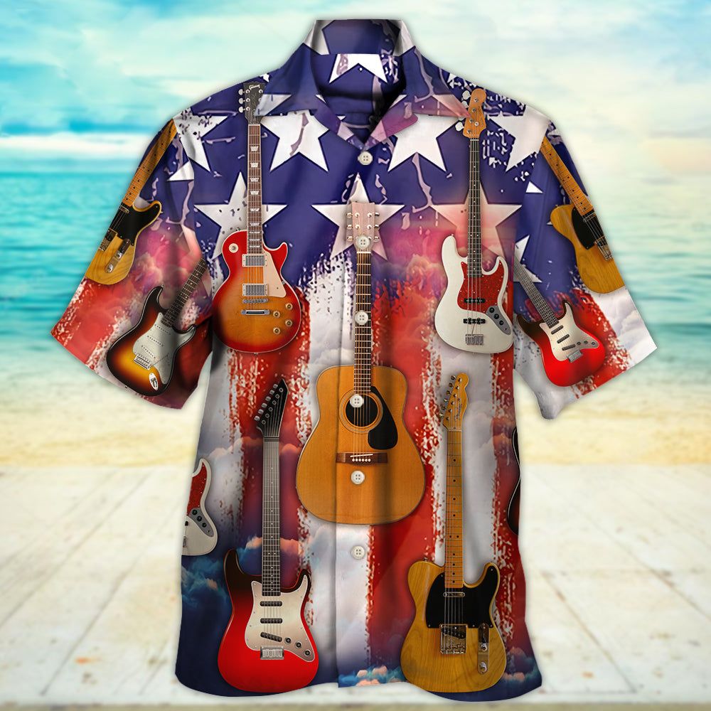 Guitar Independence Day Star America Hawaiian Shirt