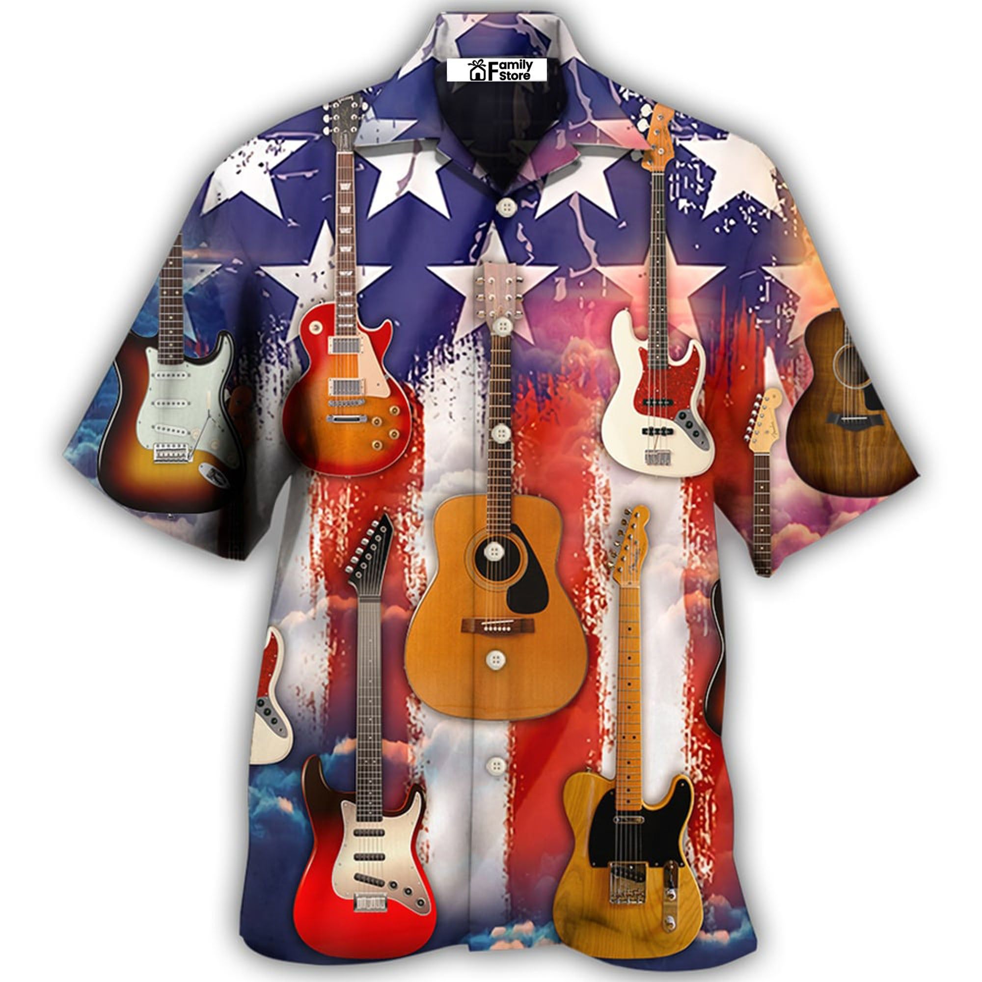 Guitar Independence Day Star America Hawaiian Shirt Guitar Independence Day Star America Hawaiian Shirt