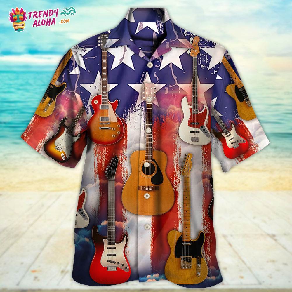 Guitar Independence Day Star America Hawaiian Shirt – Trendy Aloha