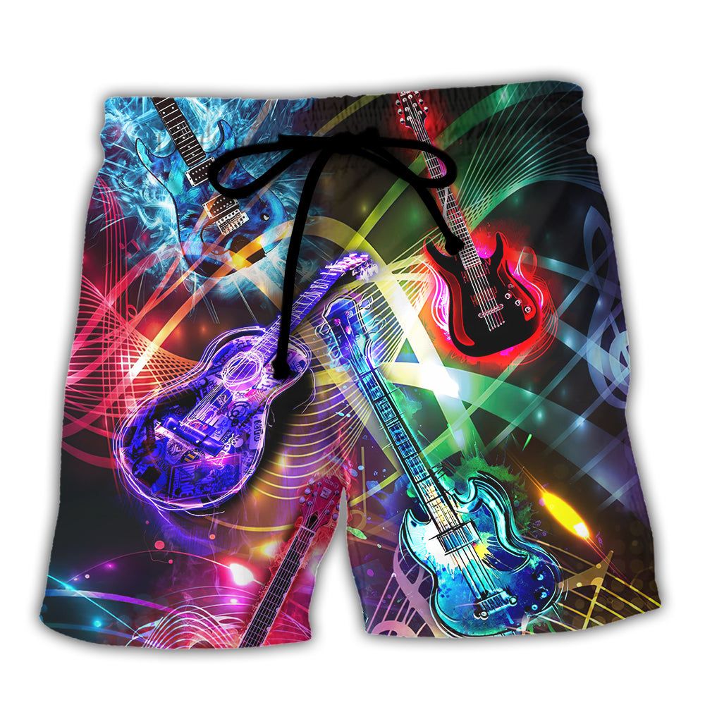 Guitar Is All You Need Neon Amazing Trendy Aloha Hawaiian Beach Shorts Guitar Is All You Need Neon Amazing Trendy Aloha Hawaiian Beach Shorts