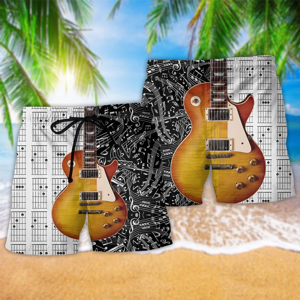 Guitar Les Paul Guitar Musician Classic Trendy Aloha Hawaiian Beach Shorts