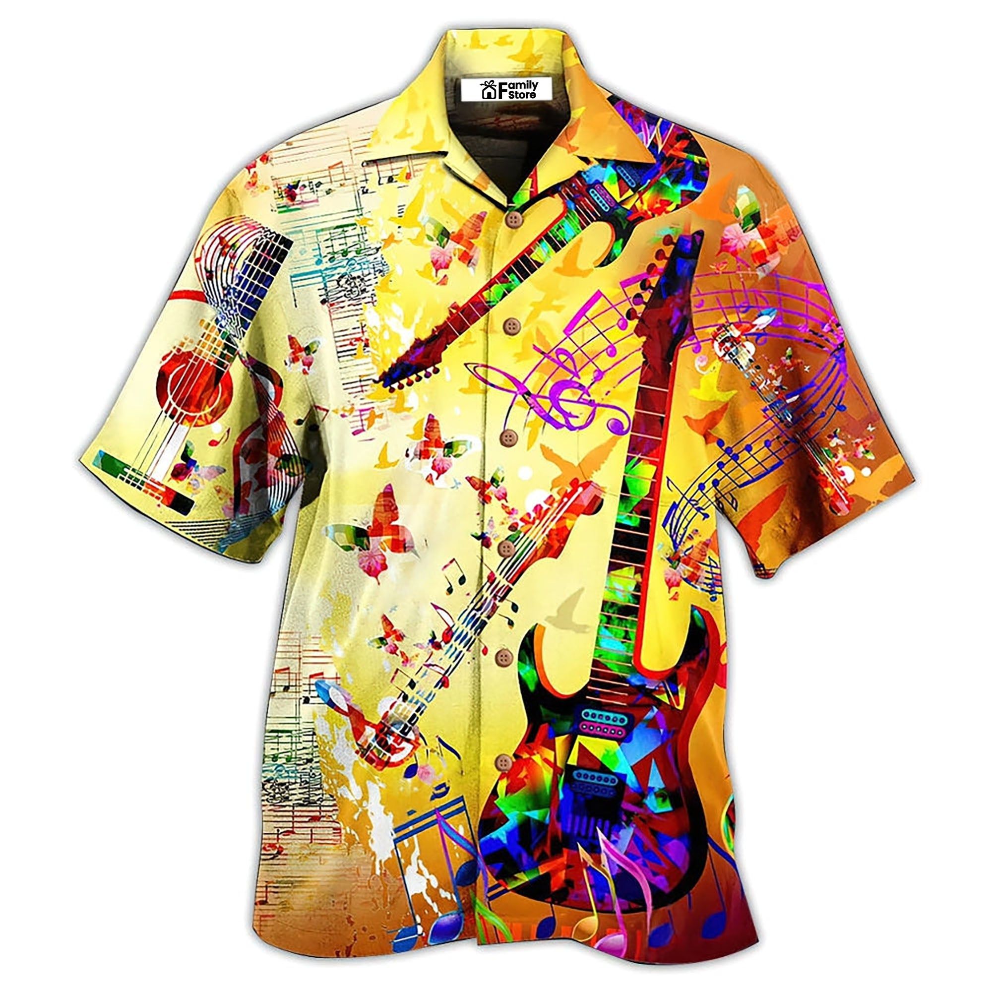 Guitar Love Butterfly Hawaiian Shirt