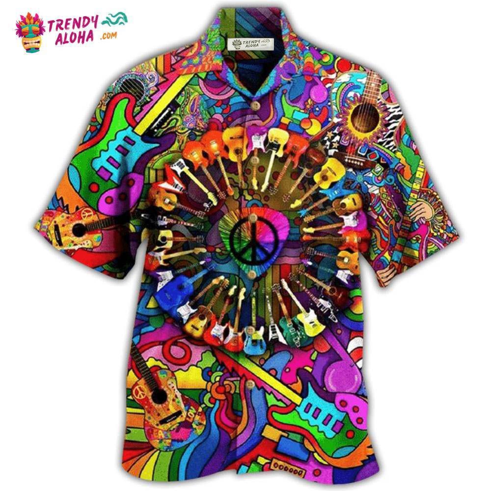 Guitar Love Life Style Colorful Hawaiian Shirt – Trendy Aloha Guitar Love Life Style Colorful Hawaiian Shirt – Trendy Aloha