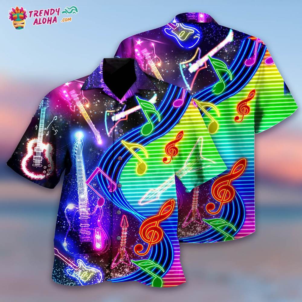 Guitar Love Light Neon Hawaiian Shirt – Trendy Aloha