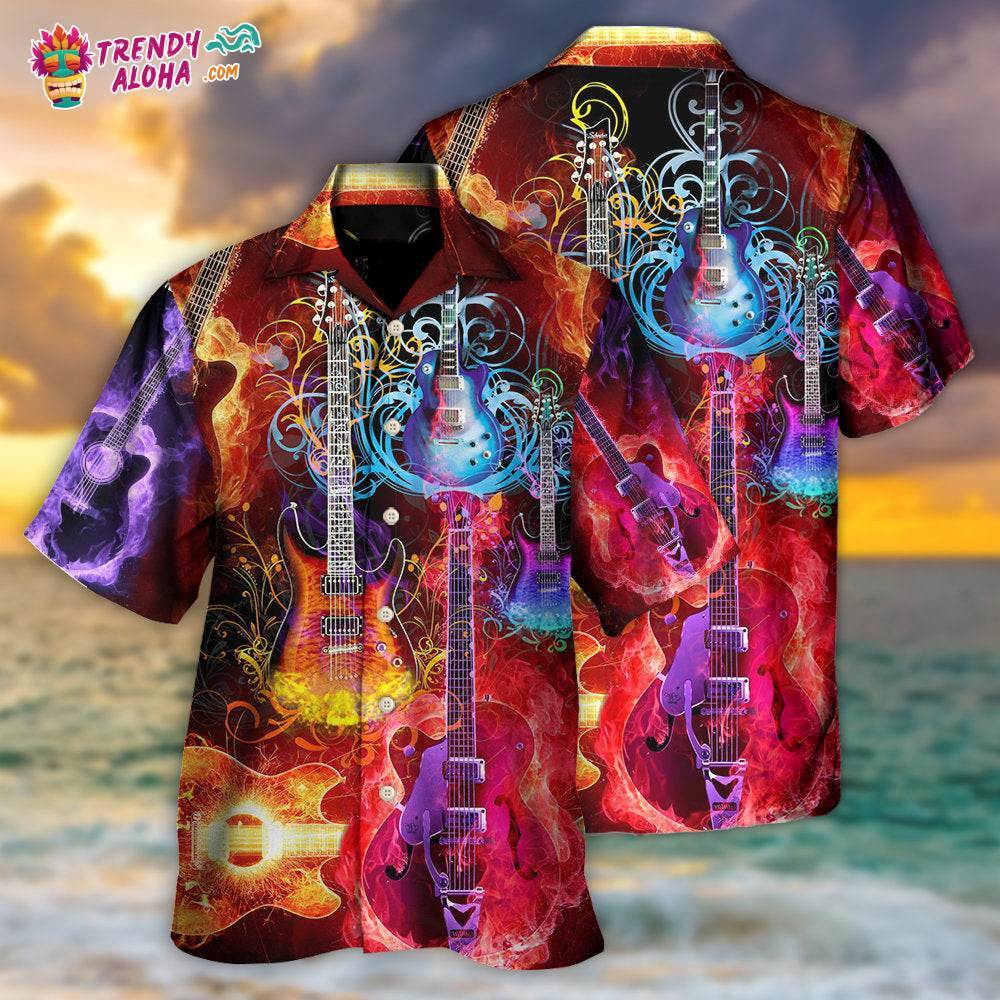 Guitar Lover Acoustic Beautiful Colorful Hawaiian Shirt - Trendy Aloha