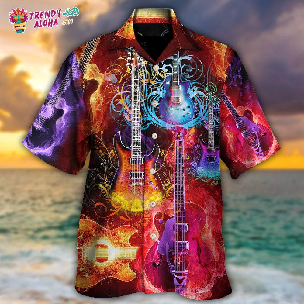 Guitar Lover Acoustic Beautiful Colorful Hawaiian Shirt – Trendy Aloha