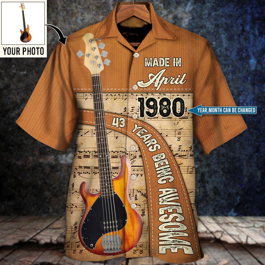 Guitar Lover Years Of Being Awesome Custom Photo Personalized Hawaiian Shirt