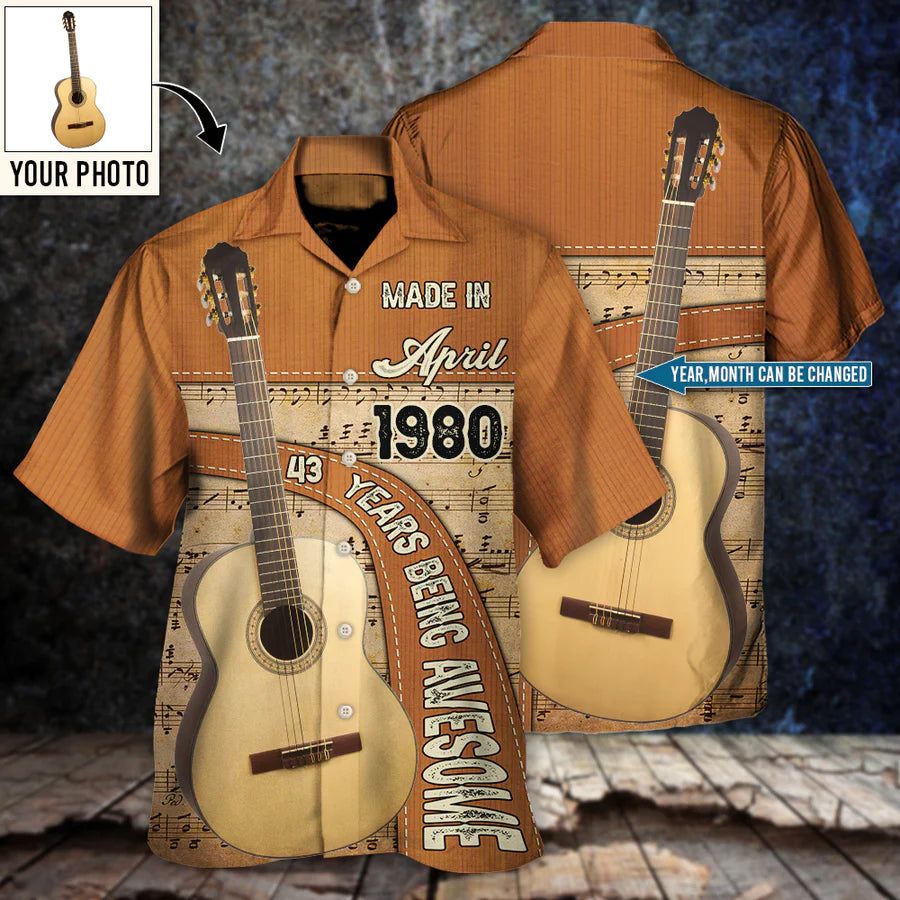 Guitar Lover Years Of Being Awesome Custom Photo Personalized Hawaiian Shirt Guitar Lover Years Of Being Awesome Custom Photo Personalized Hawaiian Shirt