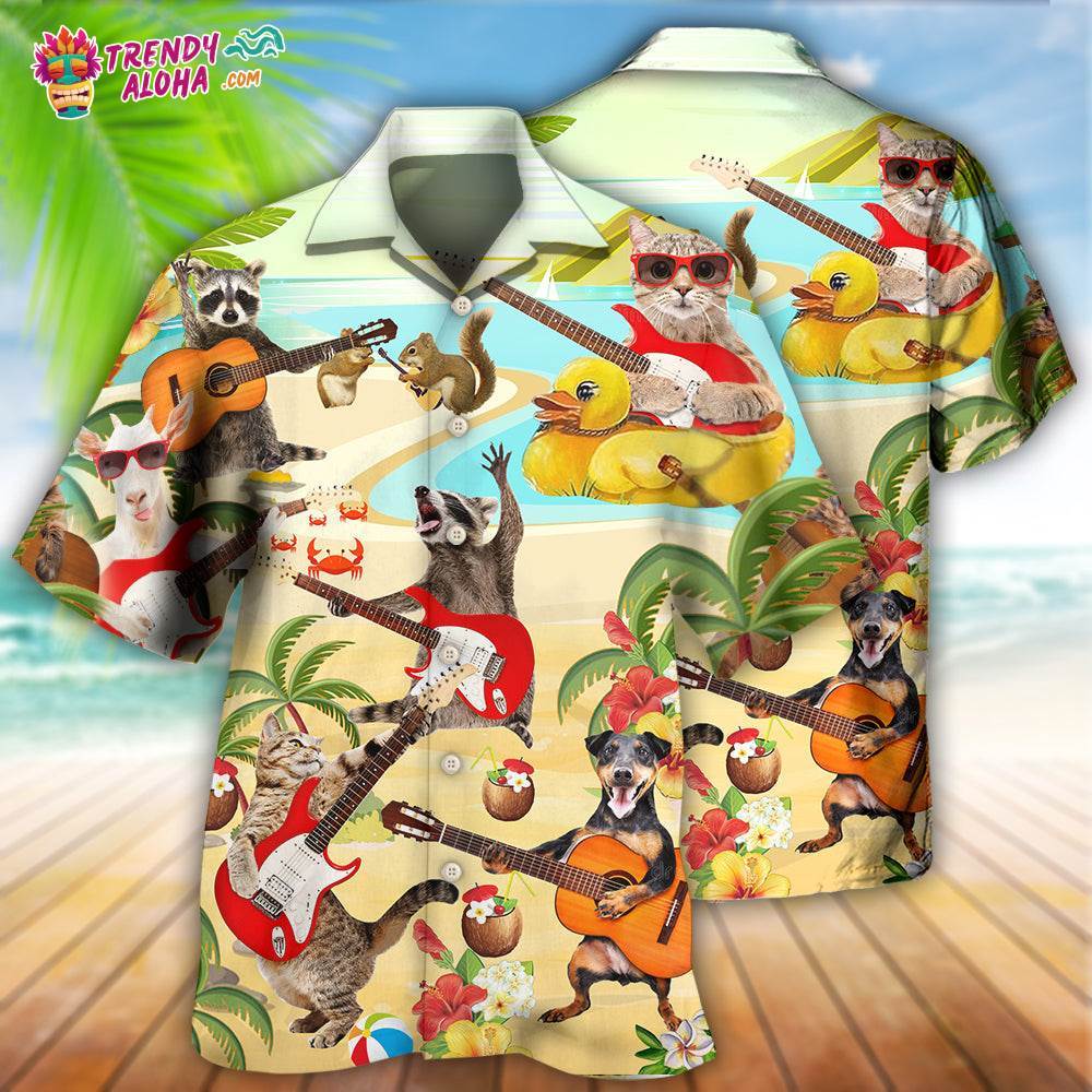 Guitar Music Animals With Flower Hawaiian Shirt – Trendy Aloha