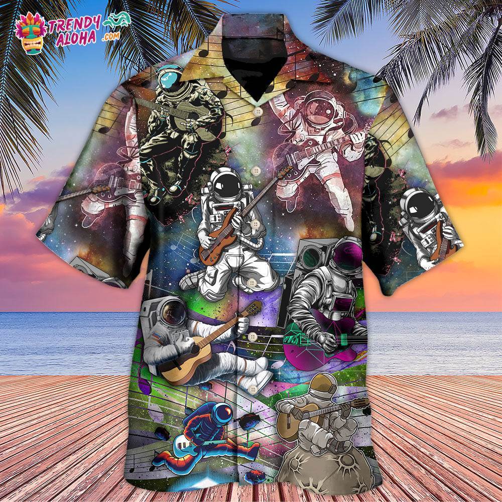 Guitar Music Astronaut Galaxy Art Hawaiian Shirt – Trendy Aloha
