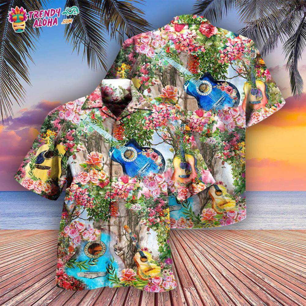 Guitar Music Guitar Melody In Rose Garden Hawaiian Shirt – Trendy Aloha