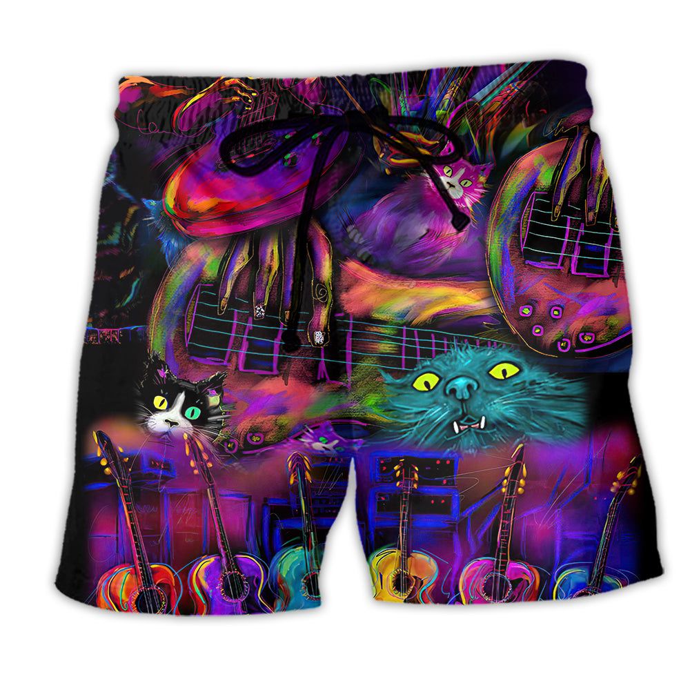 Guitar Music My Cats And I Play Guitars We Destroy Silent Trendy Aloha Hawaiian Beach Shorts Guitar Music My Cats And I Play Guitars We Destroy Silent Trendy Aloha Hawaiian Beach Shorts