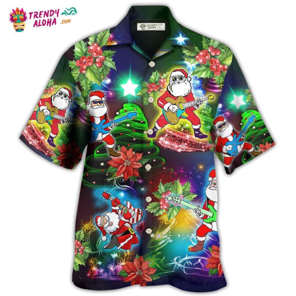 Guitar Music Santa So High Christmas Hawaiian Shirt – Trendy Aloha Guitar Music Santa So High Christmas Hawaiian Shirt – Trendy Aloha