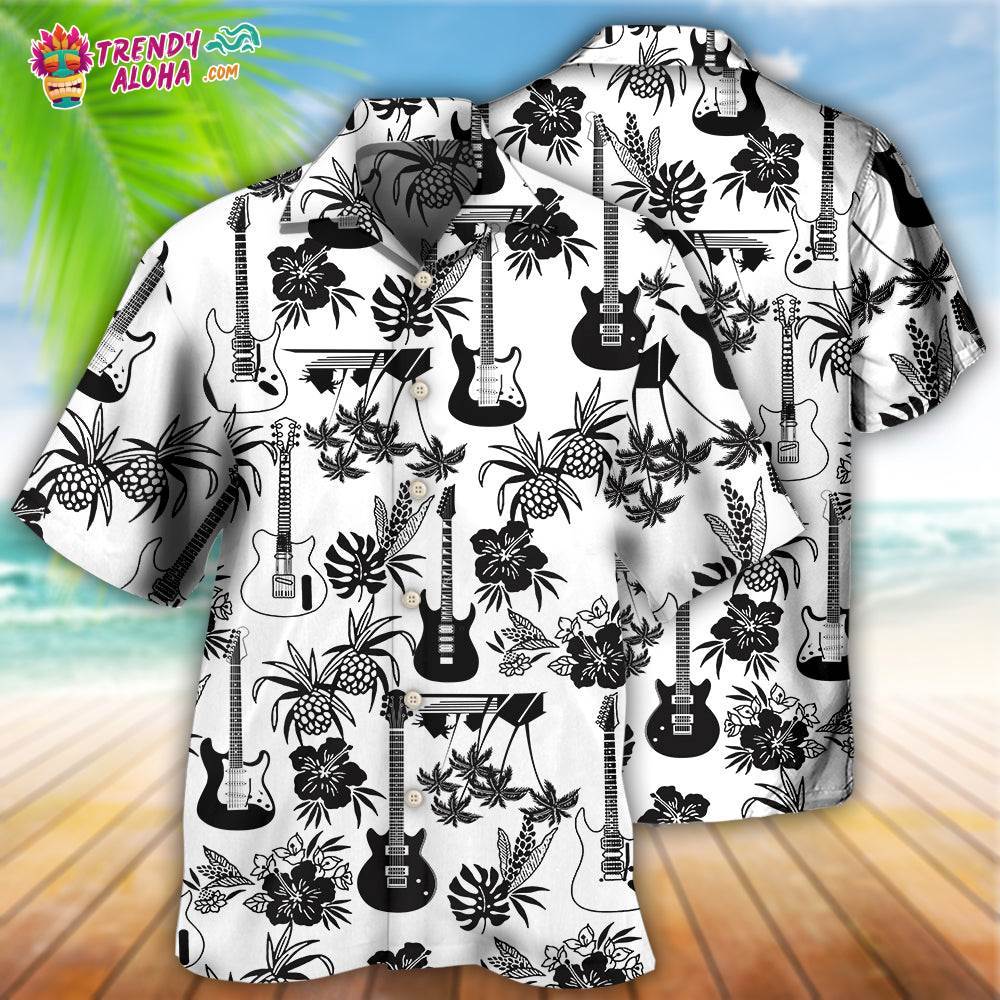 Guitar Music With Electric Guitar Hawaiian Shirt – Trendy Aloha