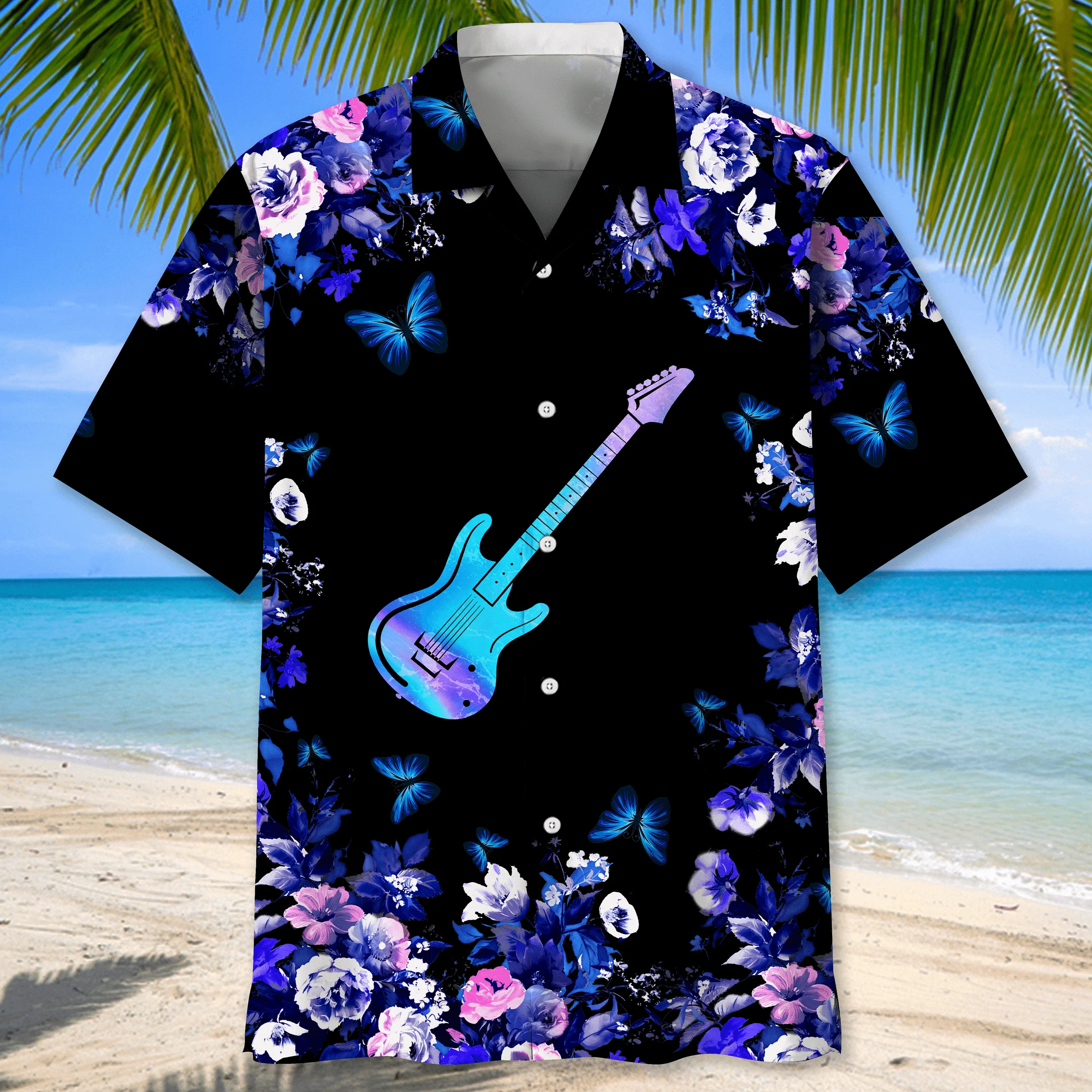 Guitar Nature Tropical Trendy Hawaiian Shirt For Men And Women, Guitar Player Shirt, Gift For Guitarist, Guitarist T-Shirt, Guitar Player Gift