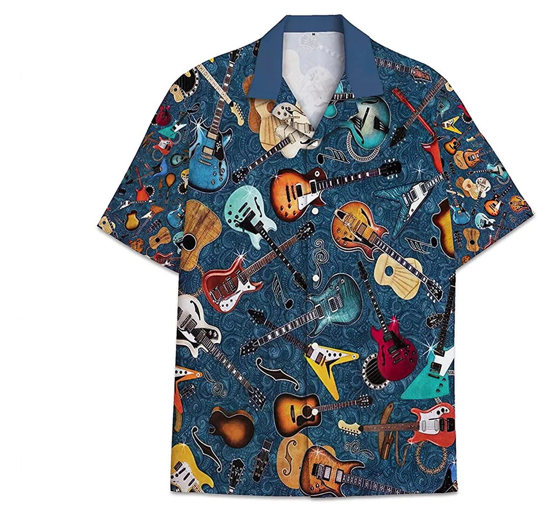 Guitar Pattern Short Tall Women Trendy Hawaiian Shirt Guitar Pattern Short Tall Women Trendy Hawaiian Shirt