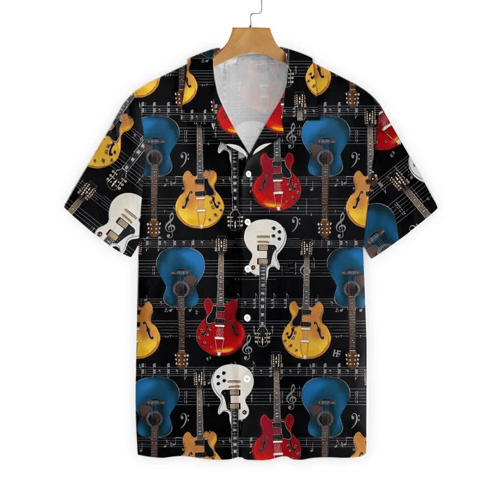 Guitar Pattern Trendy Hawaiian Shirt For Men And Women