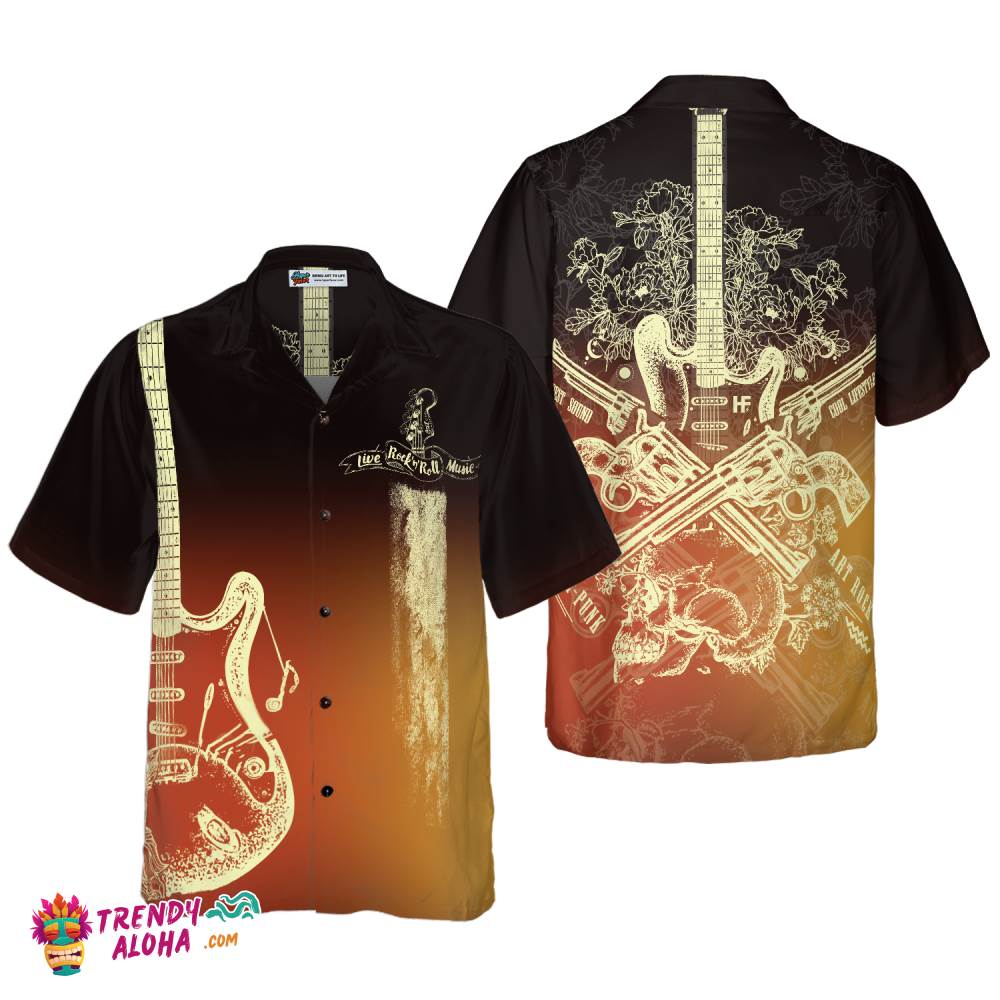 Guitar Rock N Roll Colorful Hawaiian Shirt