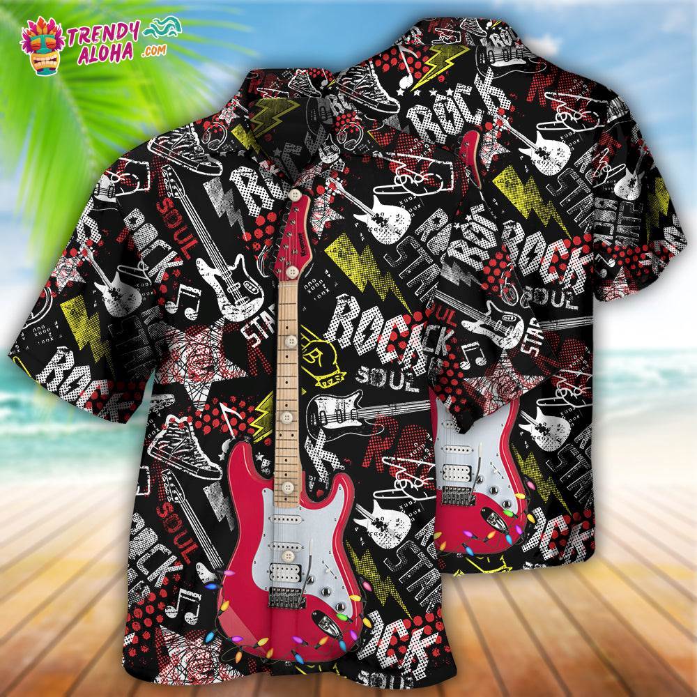 Guitar Rock Soul Merry Christmas Happy Hawaiian Shirt – Trendy Aloha