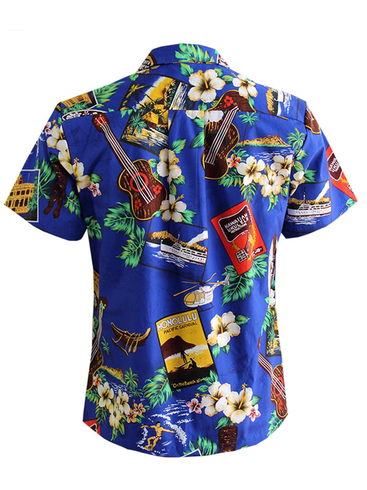 Guitar Skateboard Floral Pattern Men’s Aloha Hawaiian Shirt