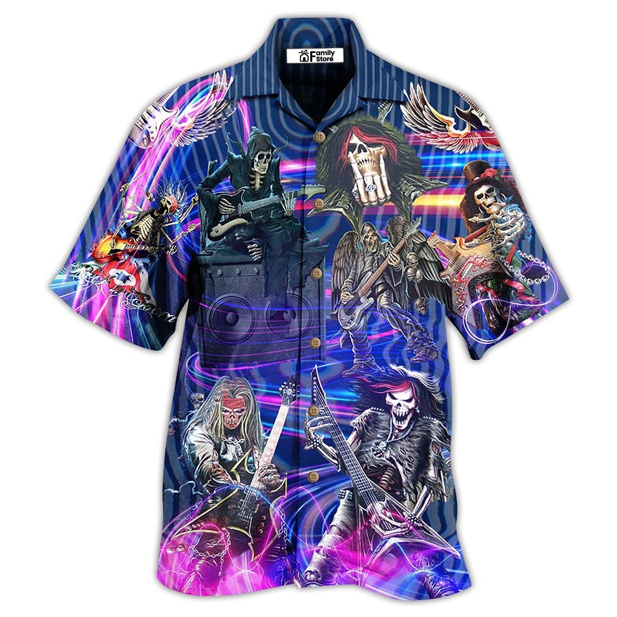 Guitar Skull Music Skull Crazy Purple Hawaiian Shirt Guitar Skull Music Skull Crazy Purple Hawaiian Shirt