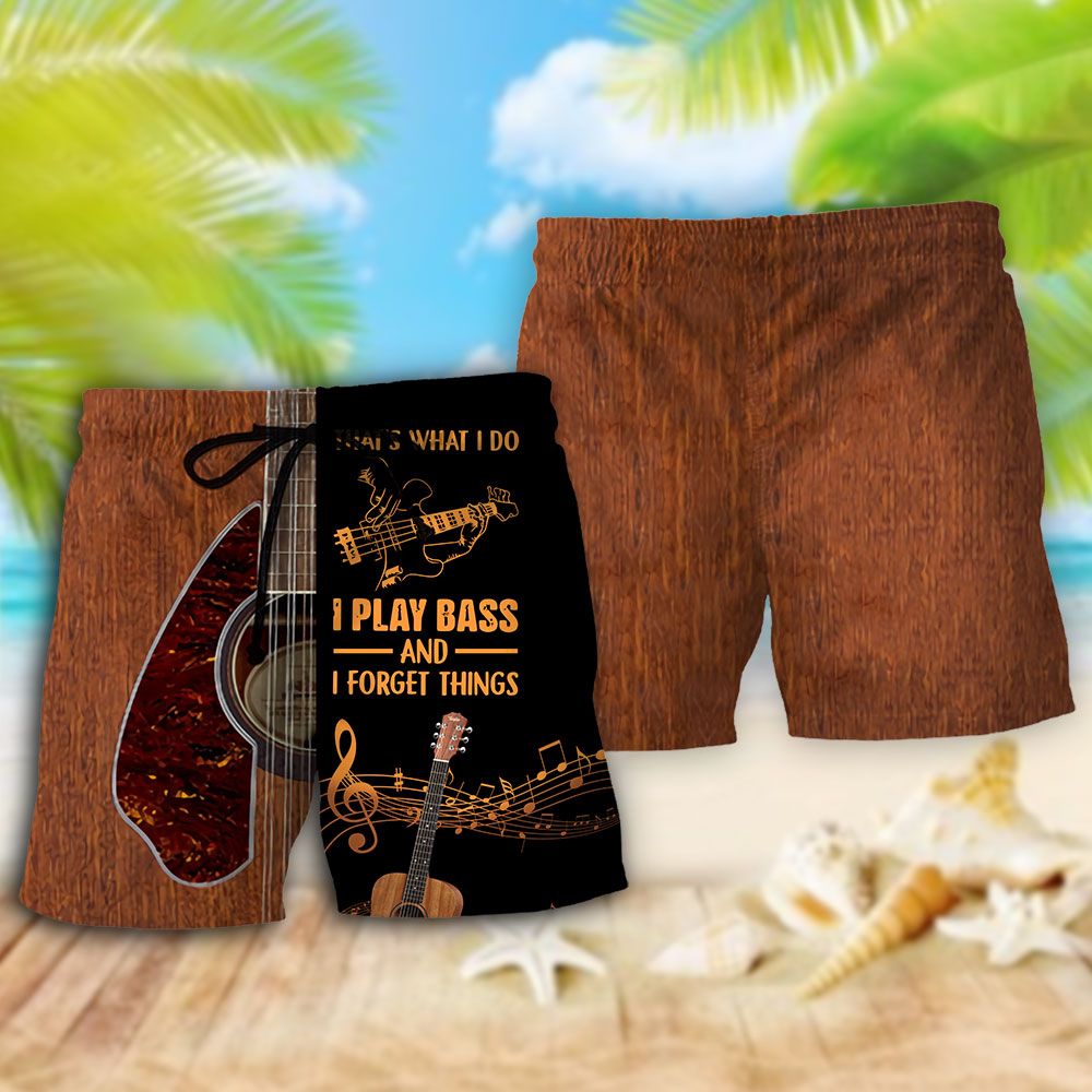 Guitar That’s What I Do I Play Bass Trendy Aloha Hawaiian Beach Shorts