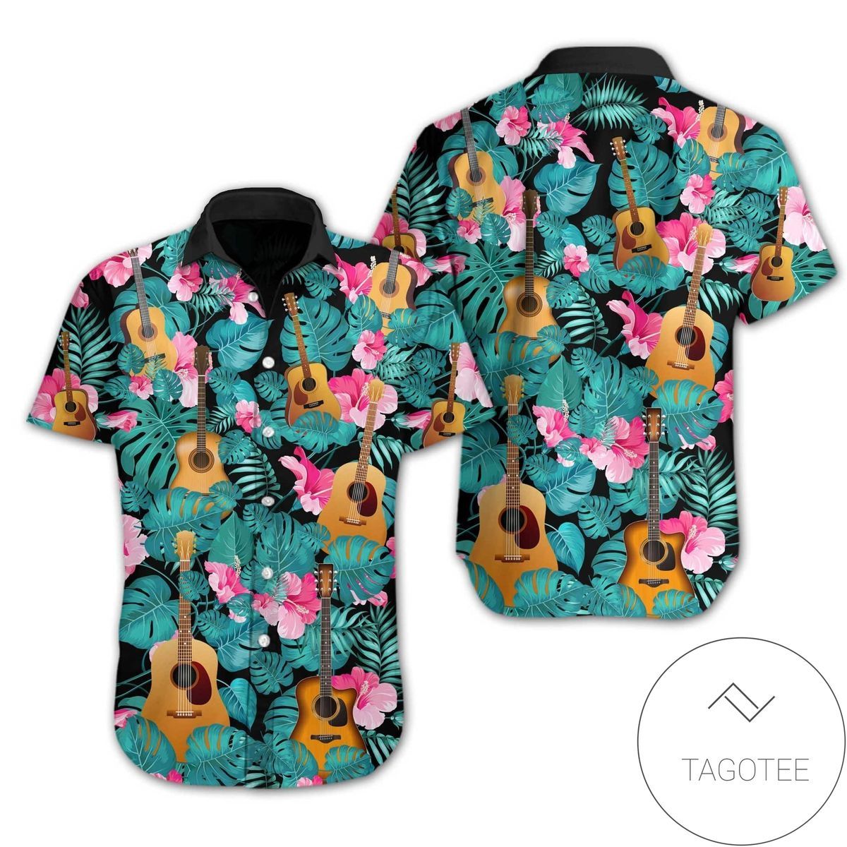 Guitar Themed Design Hawaiian Shirt Elegance Exclusive Tropical Style