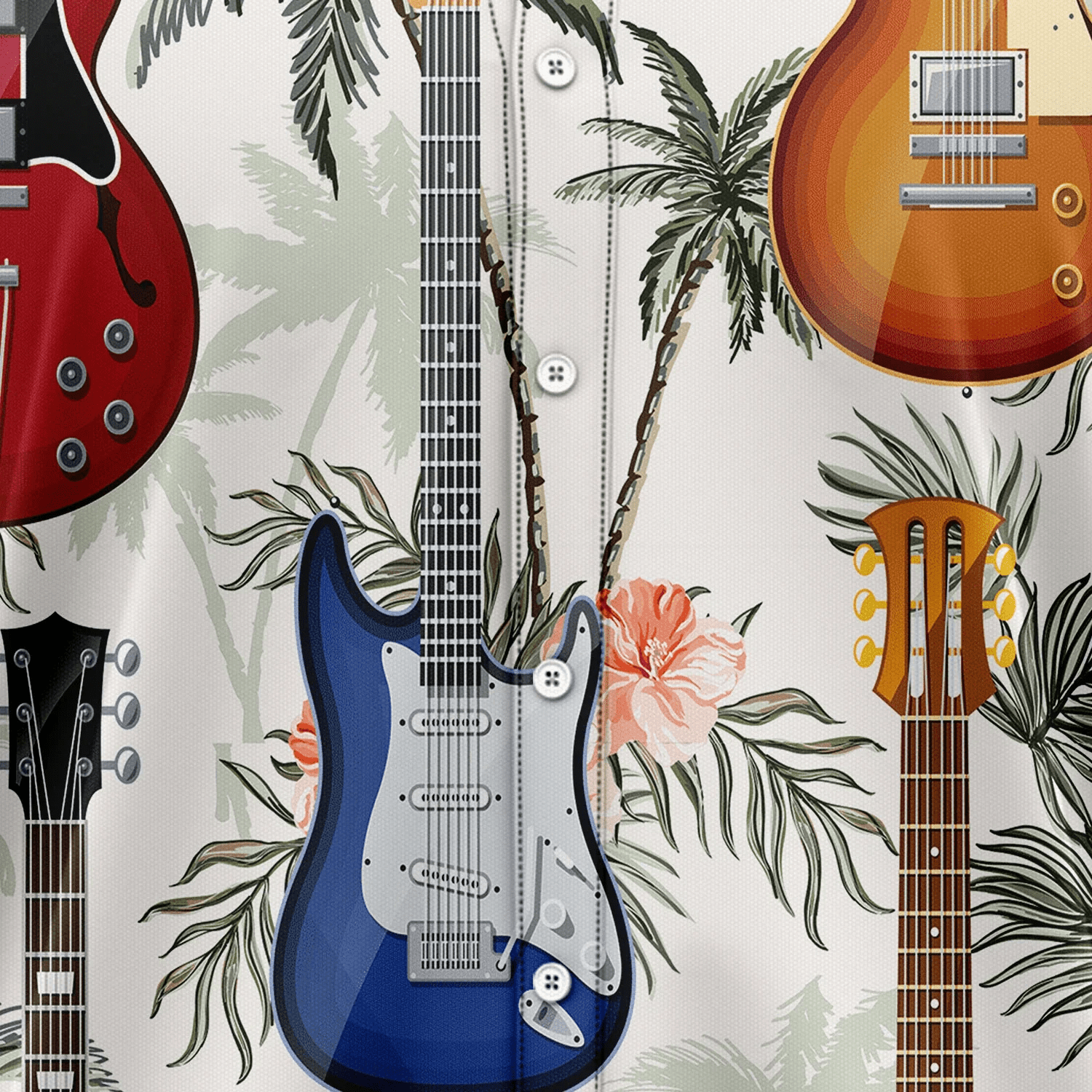 Guitar Tropical Vintage Trendy Hawaiian Shirt, Summer Gift, Trendy Hawaiian Shirts For Men And Women Aloha Beach Shirt