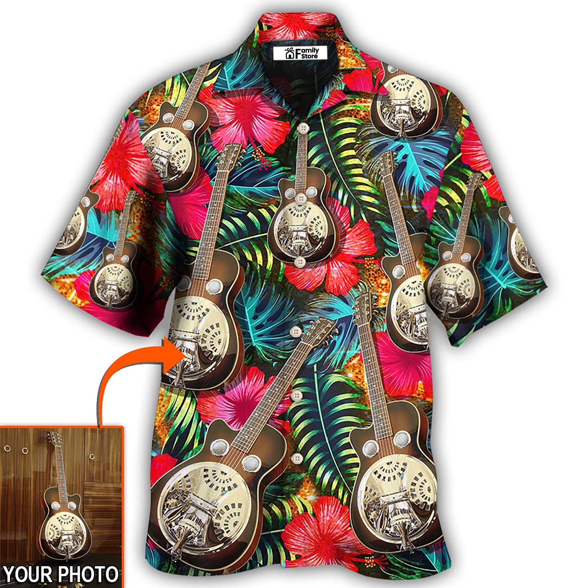 Guitar Various Style Tropical Custom Photo Hawaiian Shirt Guitar Various Style Tropical Custom Photo Hawaiian Shirt