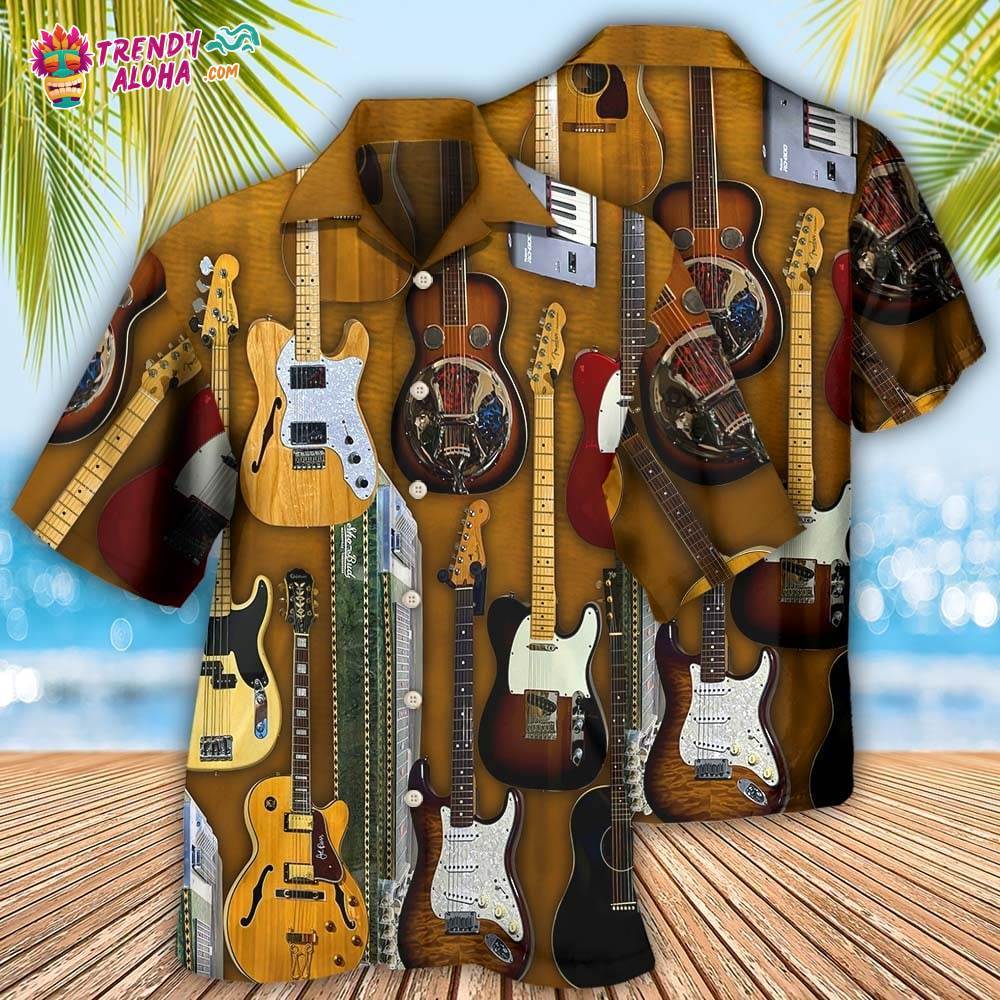 Guitar Vintage Basic Style Hawaiian Shirt - Trendy Aloha - Trendy Aloha