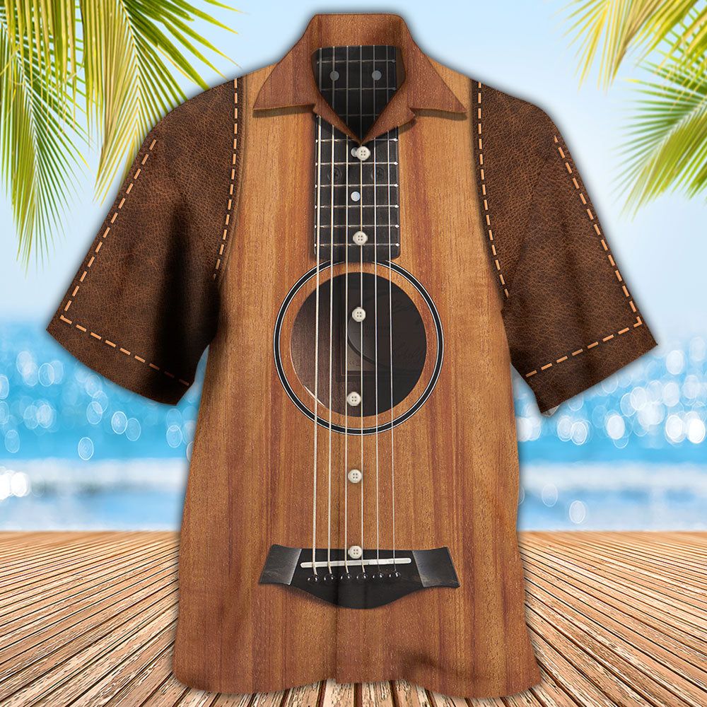 Guitar Vintage Leather Music Lover Hawaiian Shirt