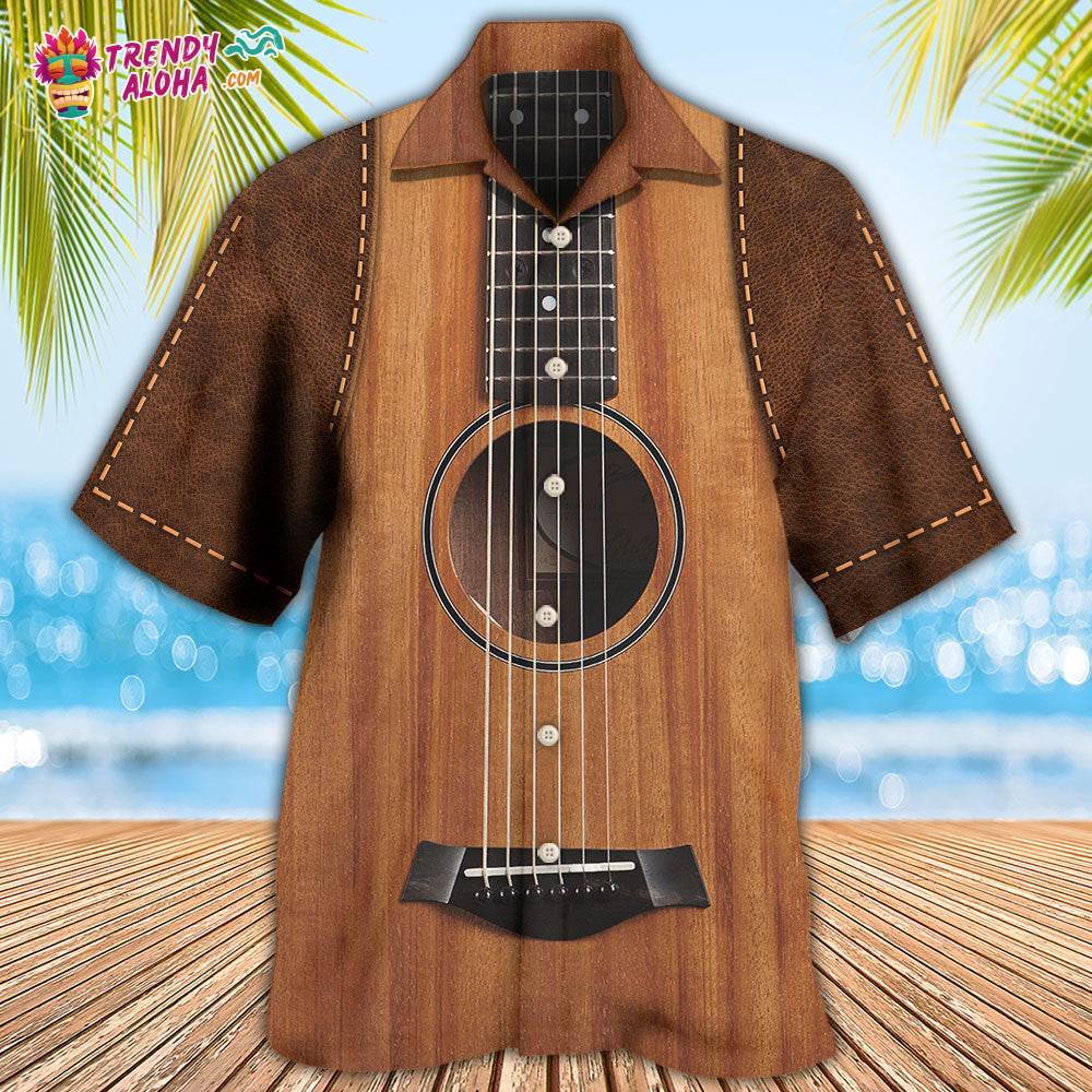 Guitar Vintage Leather Music Lover Hawaiian Shirt – Trendy Aloha