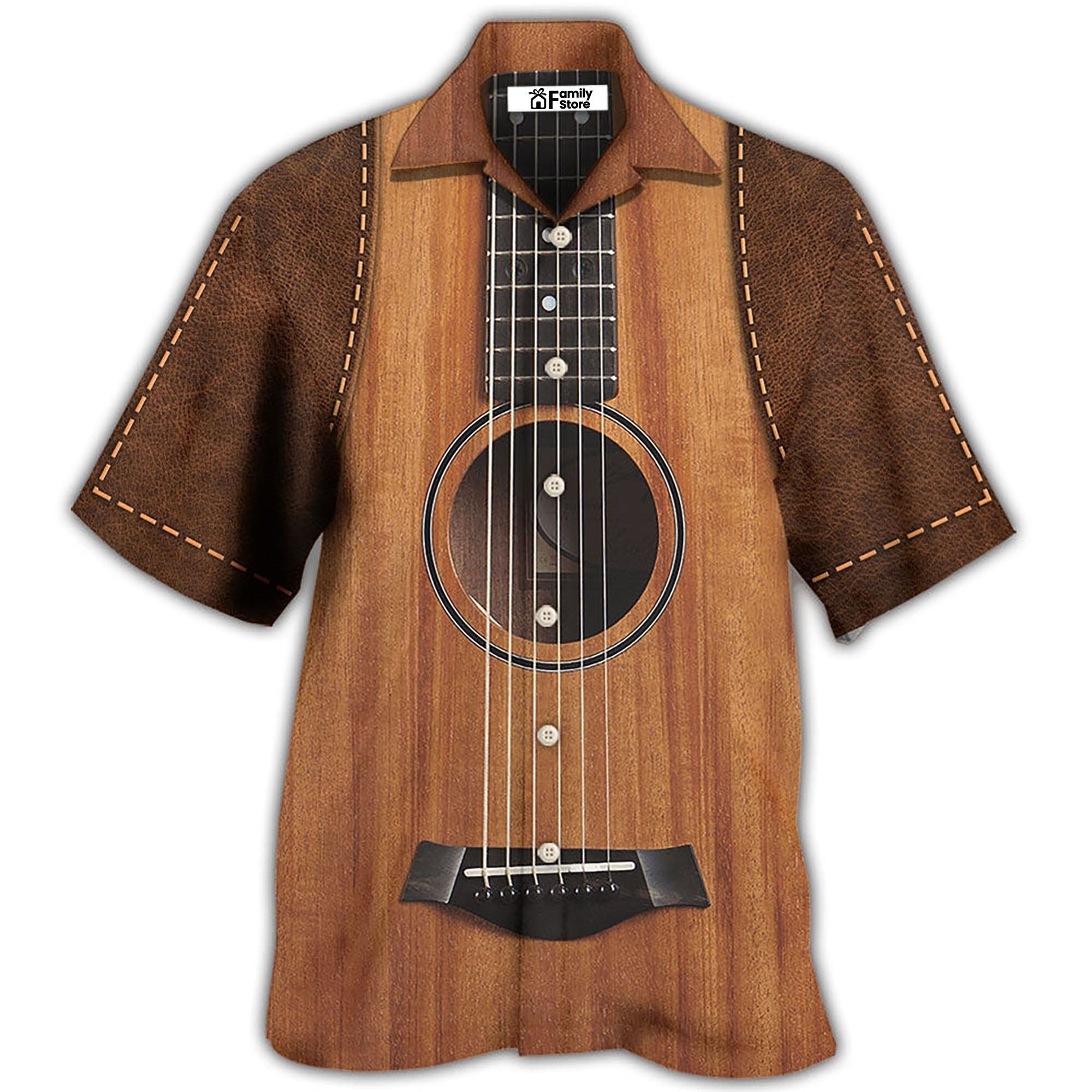 Guitar Vintage Leather Music Lover Hawaiian Shirt