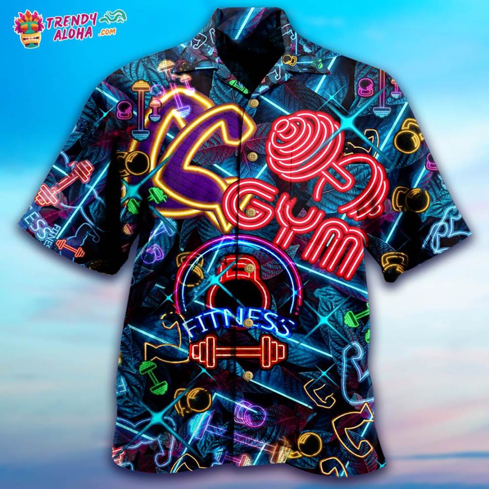 Gym Love Fitness Neon Style Hawaiian Shirt – Trendy Aloha
