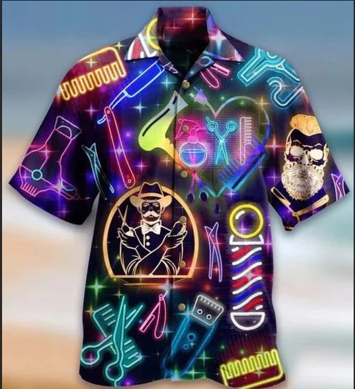 Hairdresser Neon Trendy Hawaiian Shirt
