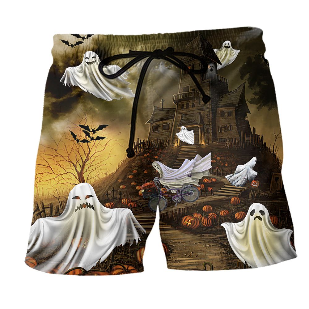 Halloween And Ghost Trendy Aloha Hawaiian Beach Shorts