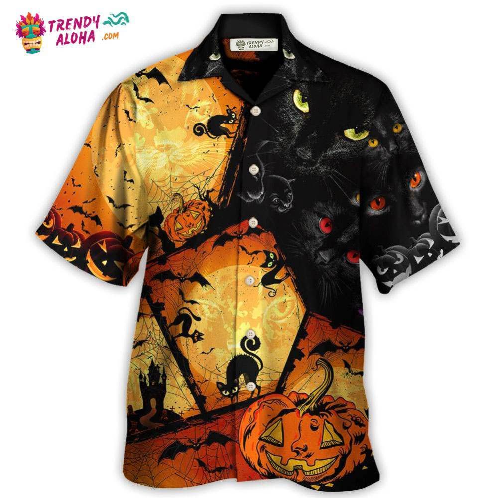 Halloween Black Cat Enjoy Halloween Hawaiian Shirt – Trendy Aloha